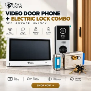 Hawk Vision HV-VDP-703-A 7″ Video Door Phone + HV-DL-206 Electric Lock Combo with 8 Keys